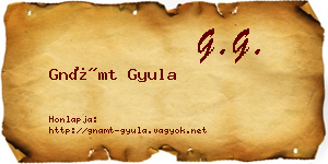 Gnámt Gyula névjegykártya